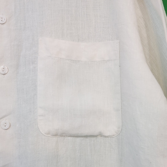 BUGATCHI Shaped Fit Short Sleeve Linen Button-Up Camp Shirt Size M - Picture 15 of 16